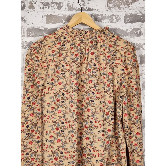 House Of‎ Harlow Peasant Top Womens Size Large Floral Beige Ruffle Neckline - Picture 8 of 16